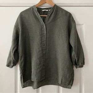 Uniqlo 100% linen 3/4 sleeve top XS